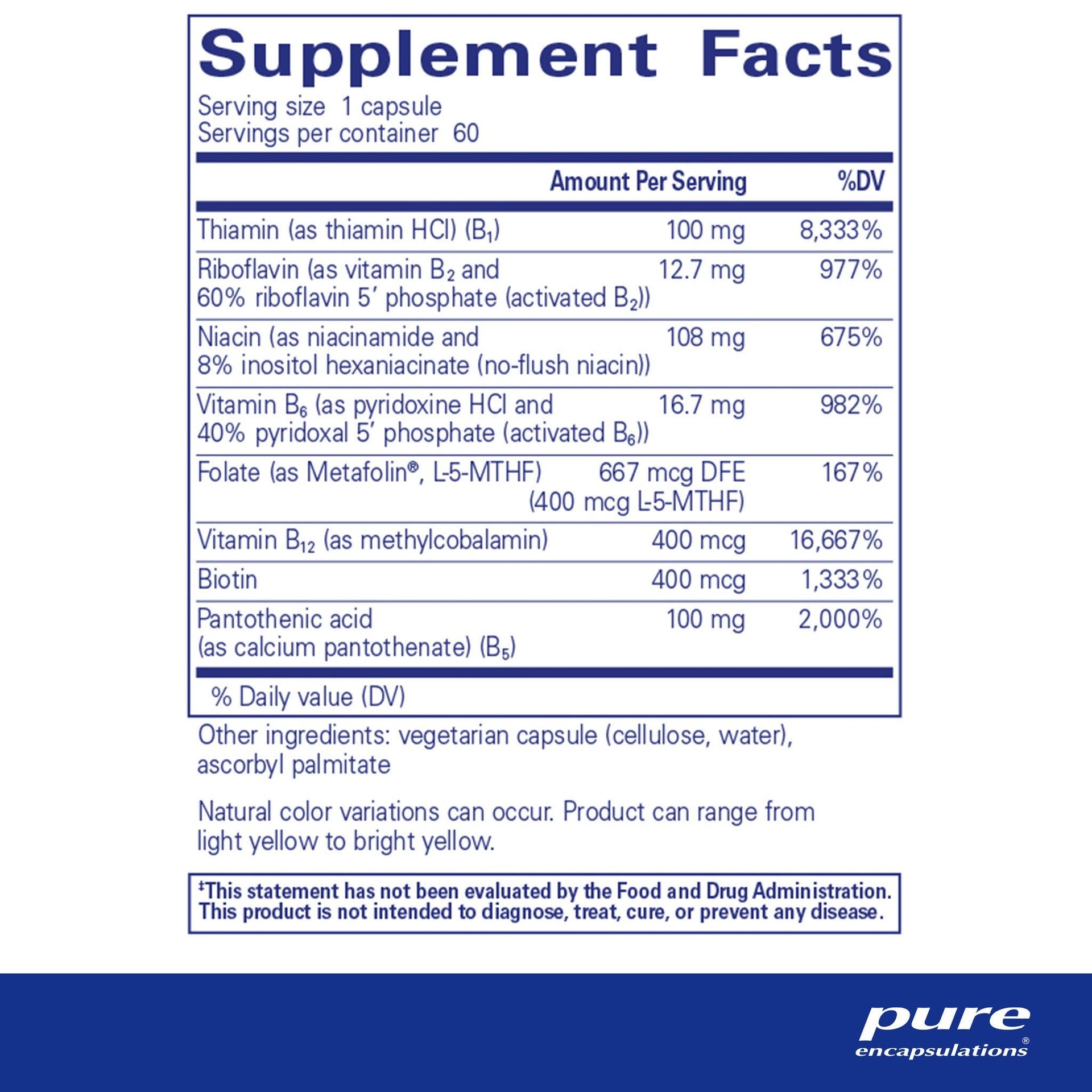 B-Complex Plus 60 Capsules by Pure Encapsulations