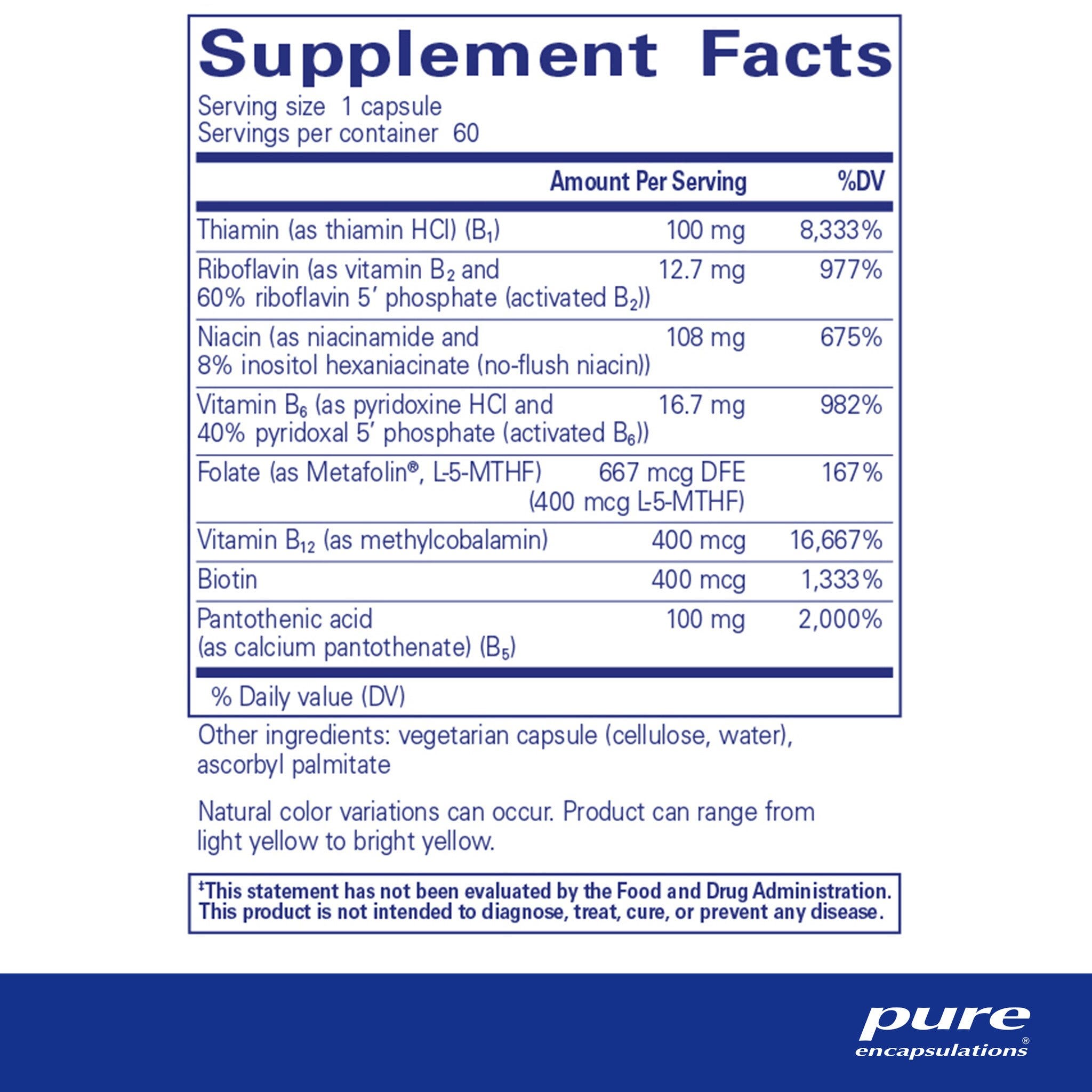 B-Complex Plus 60 Capsules by Pure Encapsulations