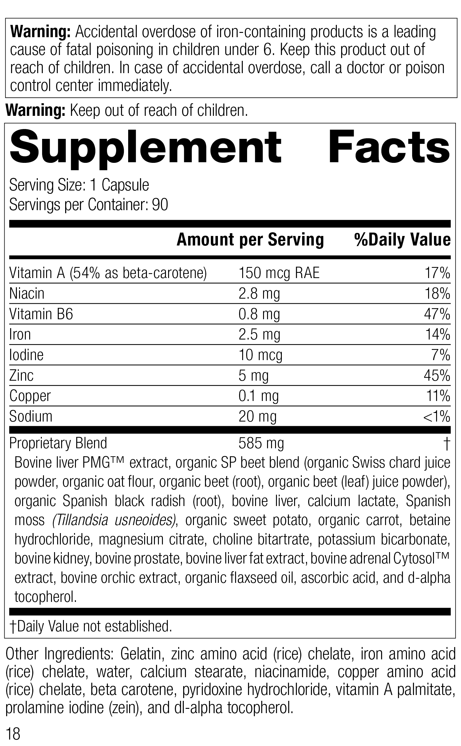 Livaplex, 90 Capsules – Supplement Facts