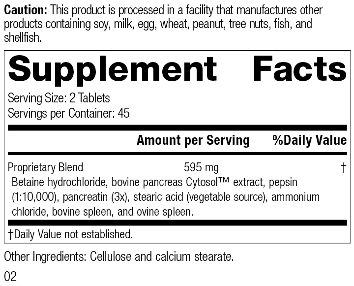 Zypan, 90 Tablets – Supplement Facts