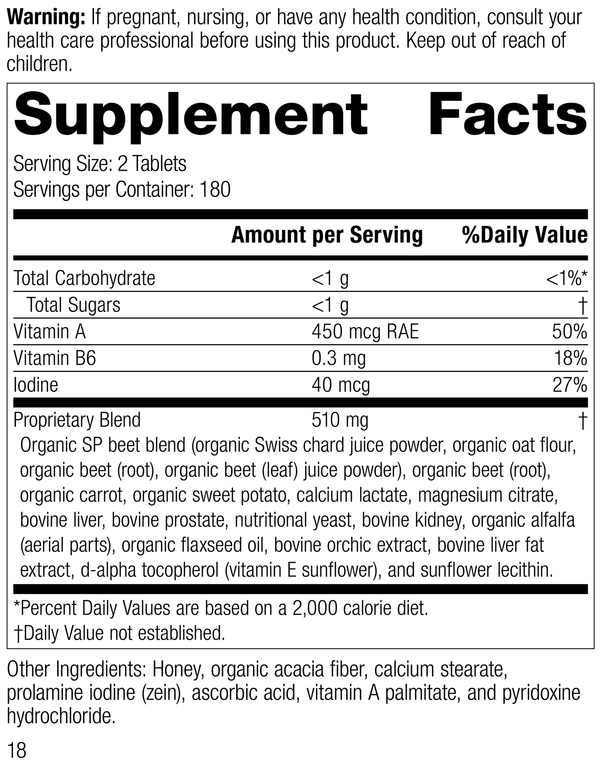 A-F Betafood®, 360 Tablets Supplement Facts