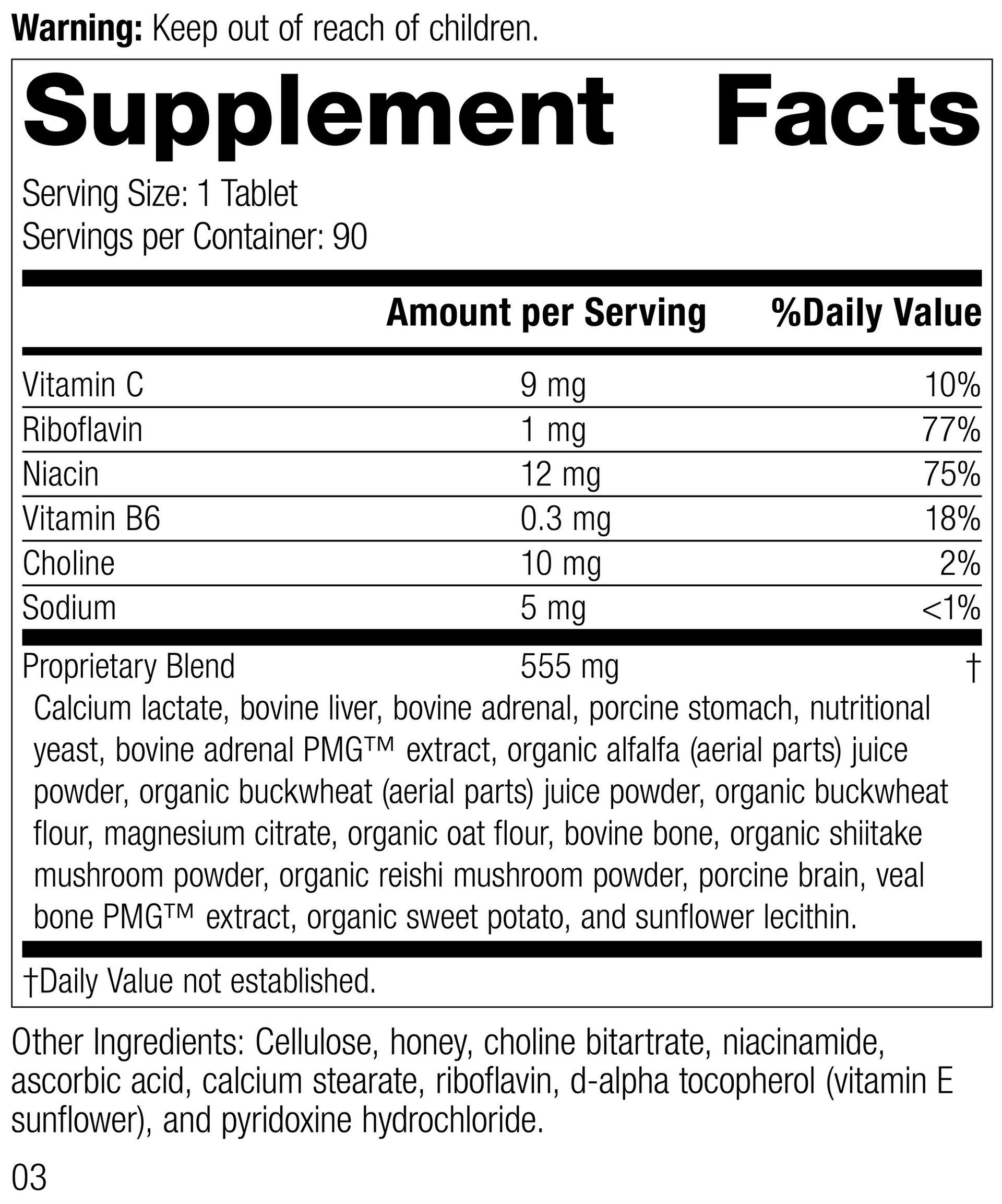 Drenamin®, 90 Tablets Supplement Facts