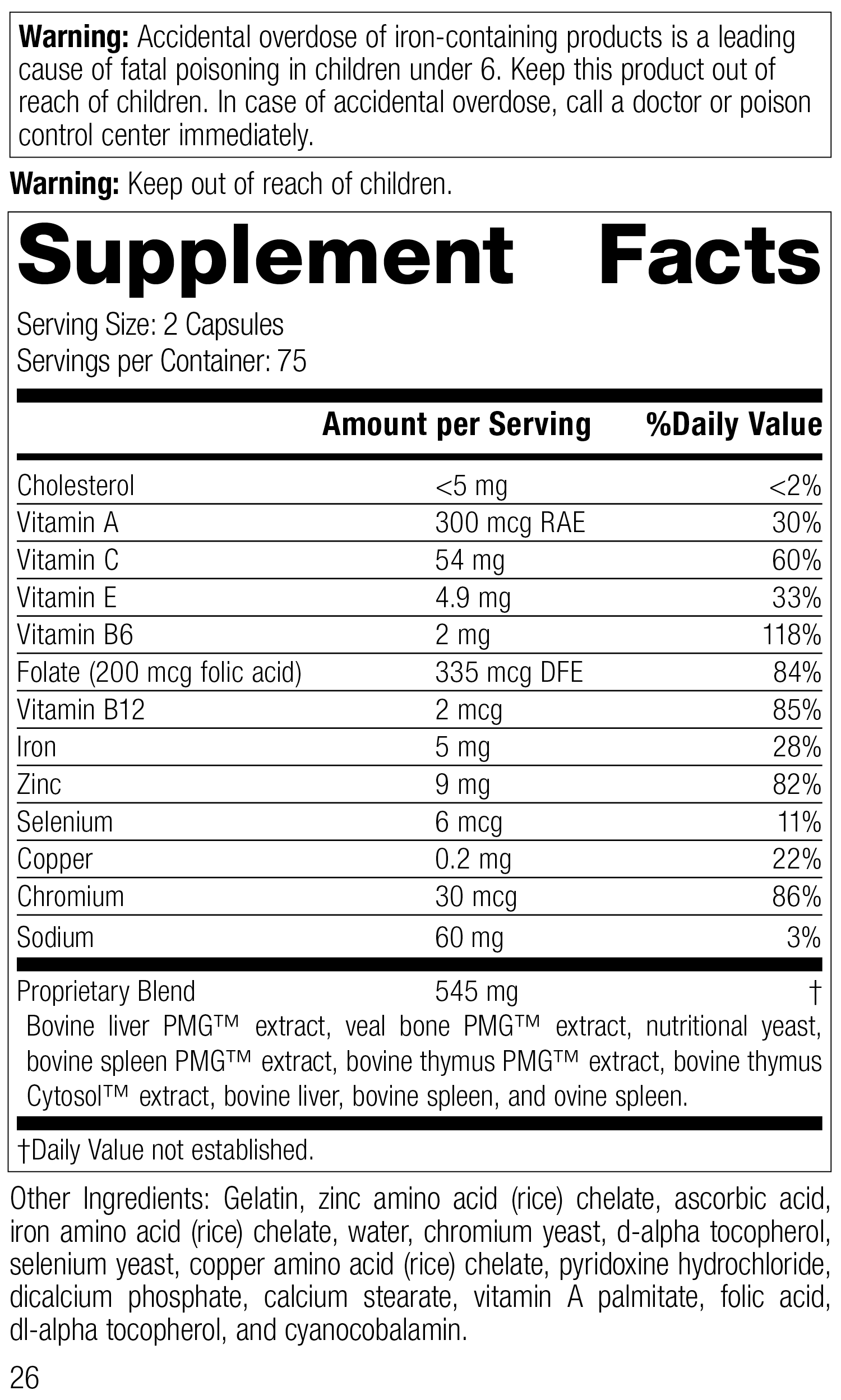 Immuplex®, 150 Capsules Supplement Facts