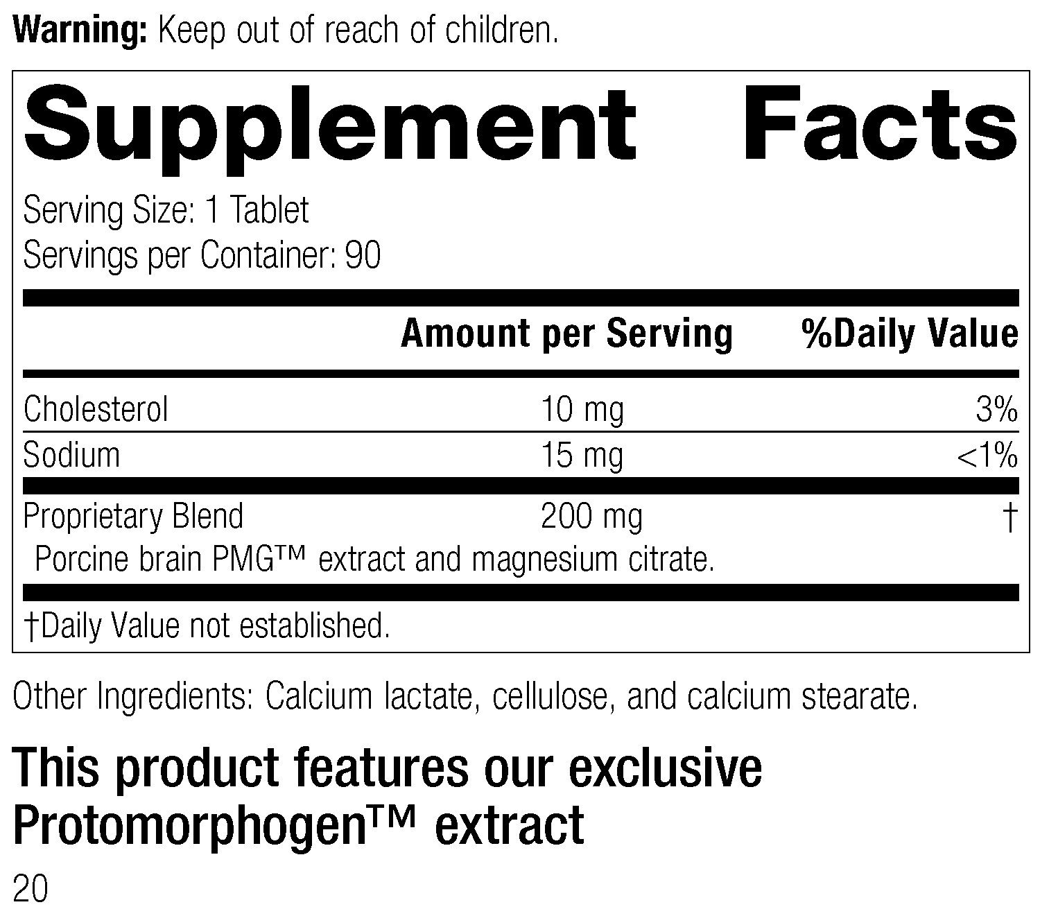 Neurotrophin PMG®, 90 Tablets Supplement Facts