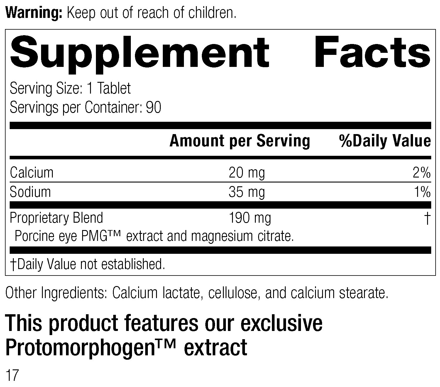 Oculotrophin PMG®, 90 Tablets Supplement Facts