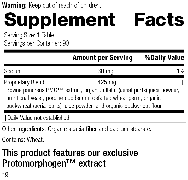 Pancreatrophin PMG®, 90 Tablets Supplement Facts
