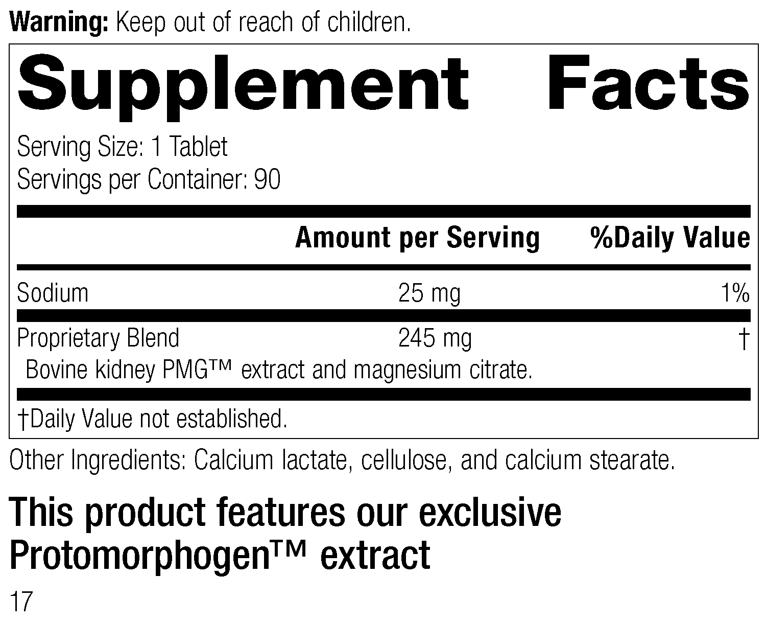 Renatrophin PMG®, 90 Tablets Supplement Facts