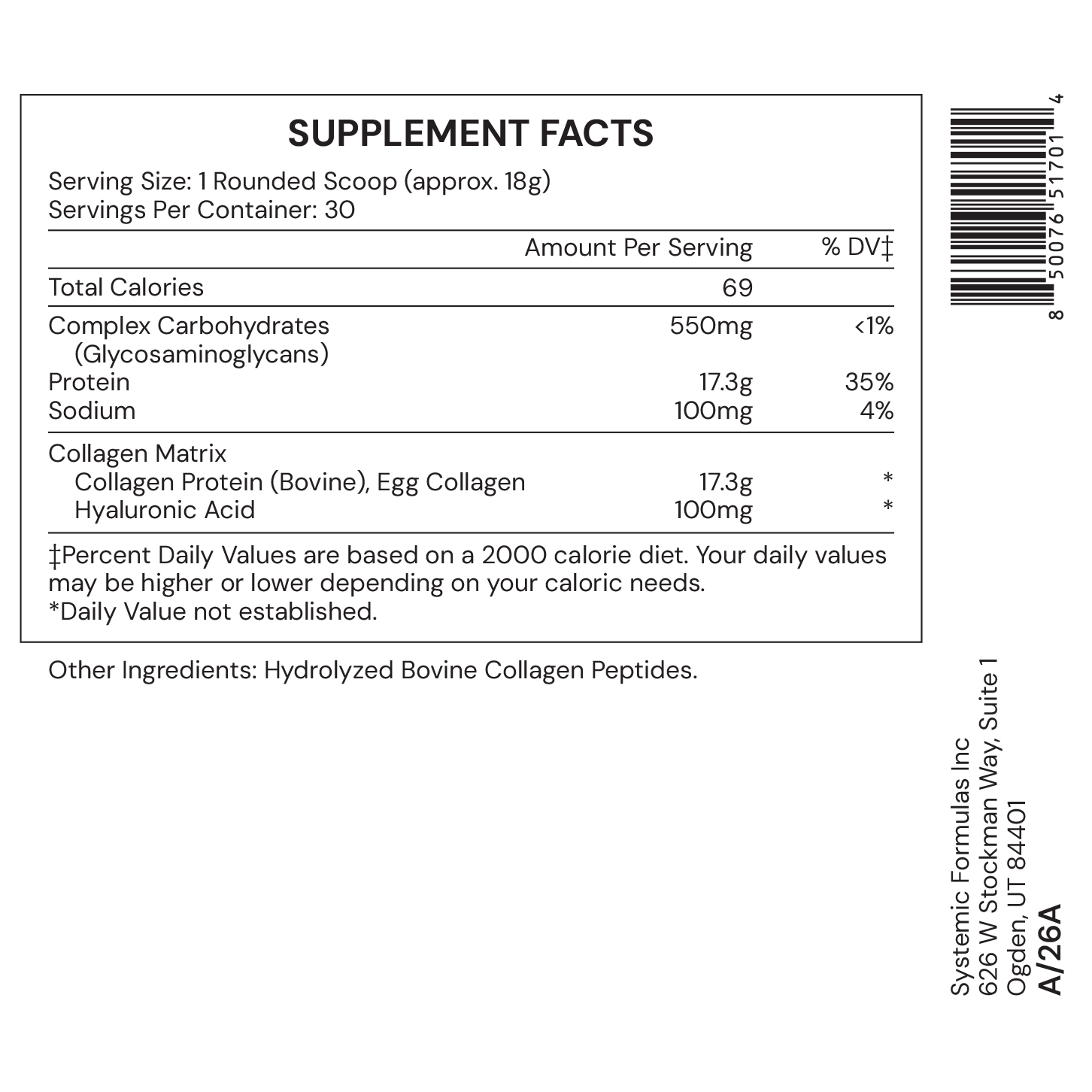 Collagen ECM Supplement Facts