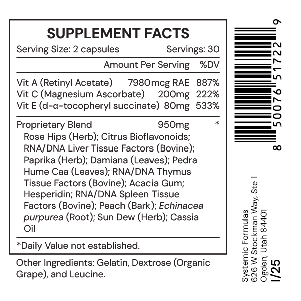 ACX Vitamin Detox Supplement Facts