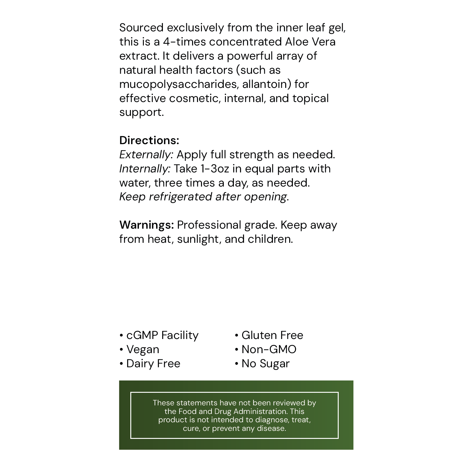 AO Aloe Vera label information
