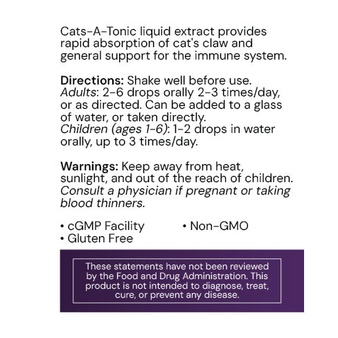 Cats-A-Tonic label information