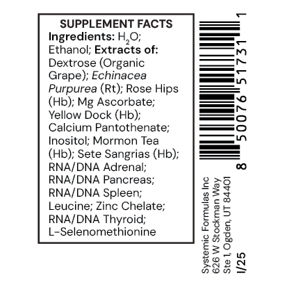 CXGa-Adrenal by Systemic Formulas — Supplement Facts
