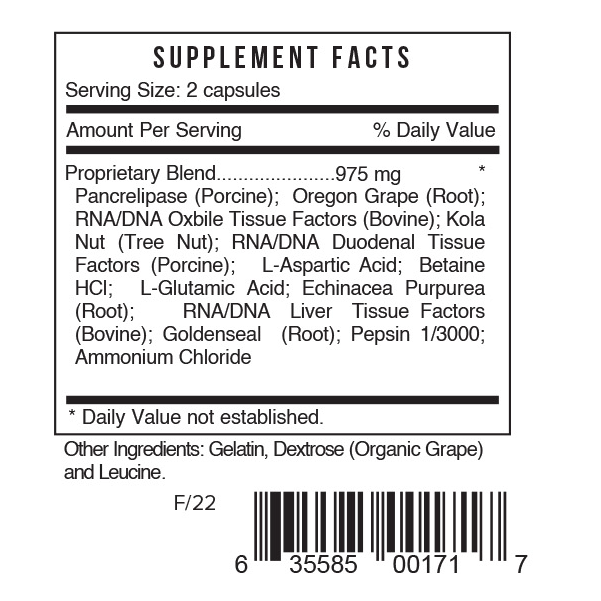 D - Digest by Systemic Formulas — Supplement Facts