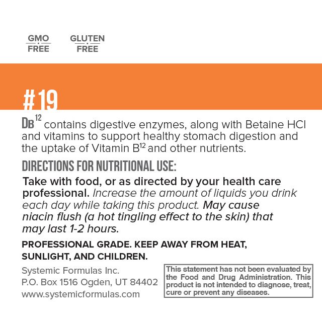 DB12 by Systemic Formulas — label information