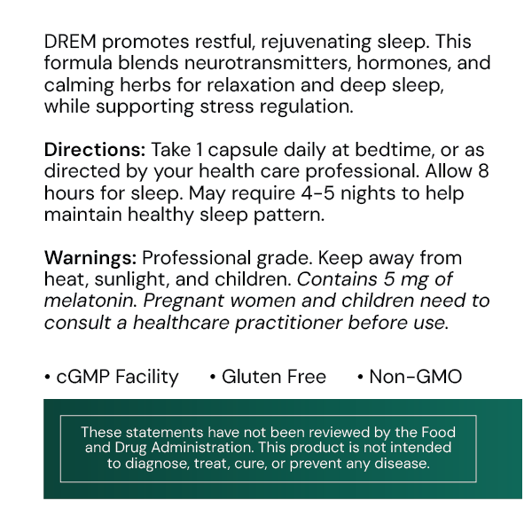 DREM Sleep Aid by Systemic Formulas — label information