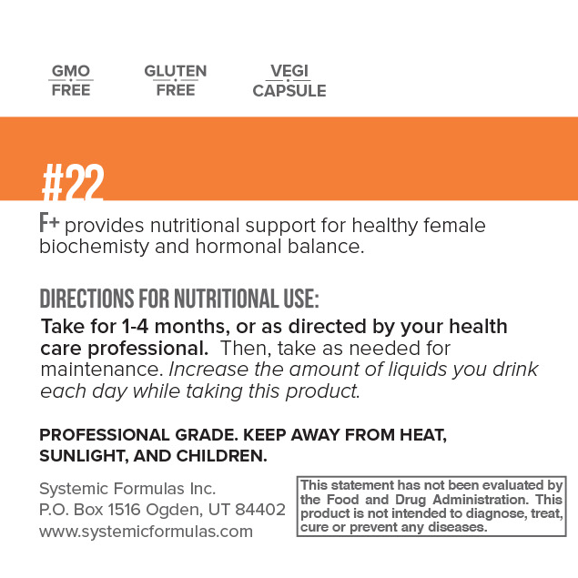 F+ Female Plus by Systemic Formulas — label information