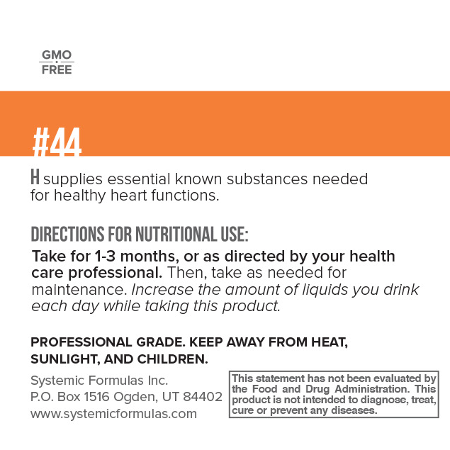 H - Heart by Systemic Formulas — label information