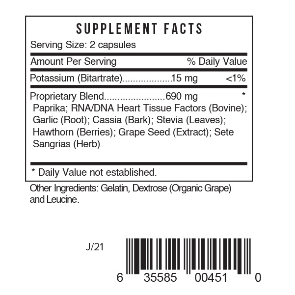 Hcv - Cardiovascular by Systemic Formulas — Supplement Facts