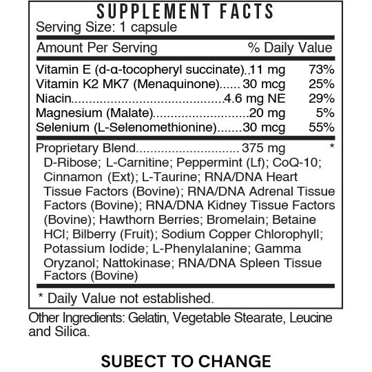 HQ - Heart Energy by Systemic Formulas — Supplement Facts