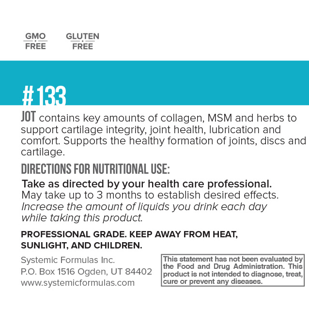 JOT by Systemic Formulas — label information