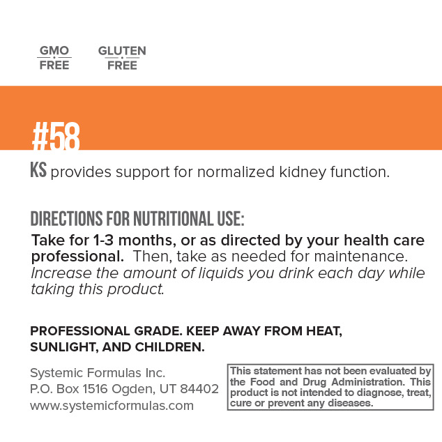 Ks - Kidney S by Systemic Formulas — label information