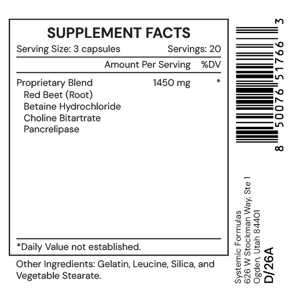 Lb - Liver/Gall Bladder by Systemic Formulas — Supplement Facts