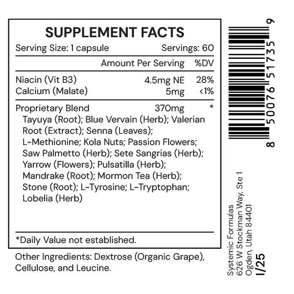 N3 Relaxa by Systemic Formulas — Supplement Facts