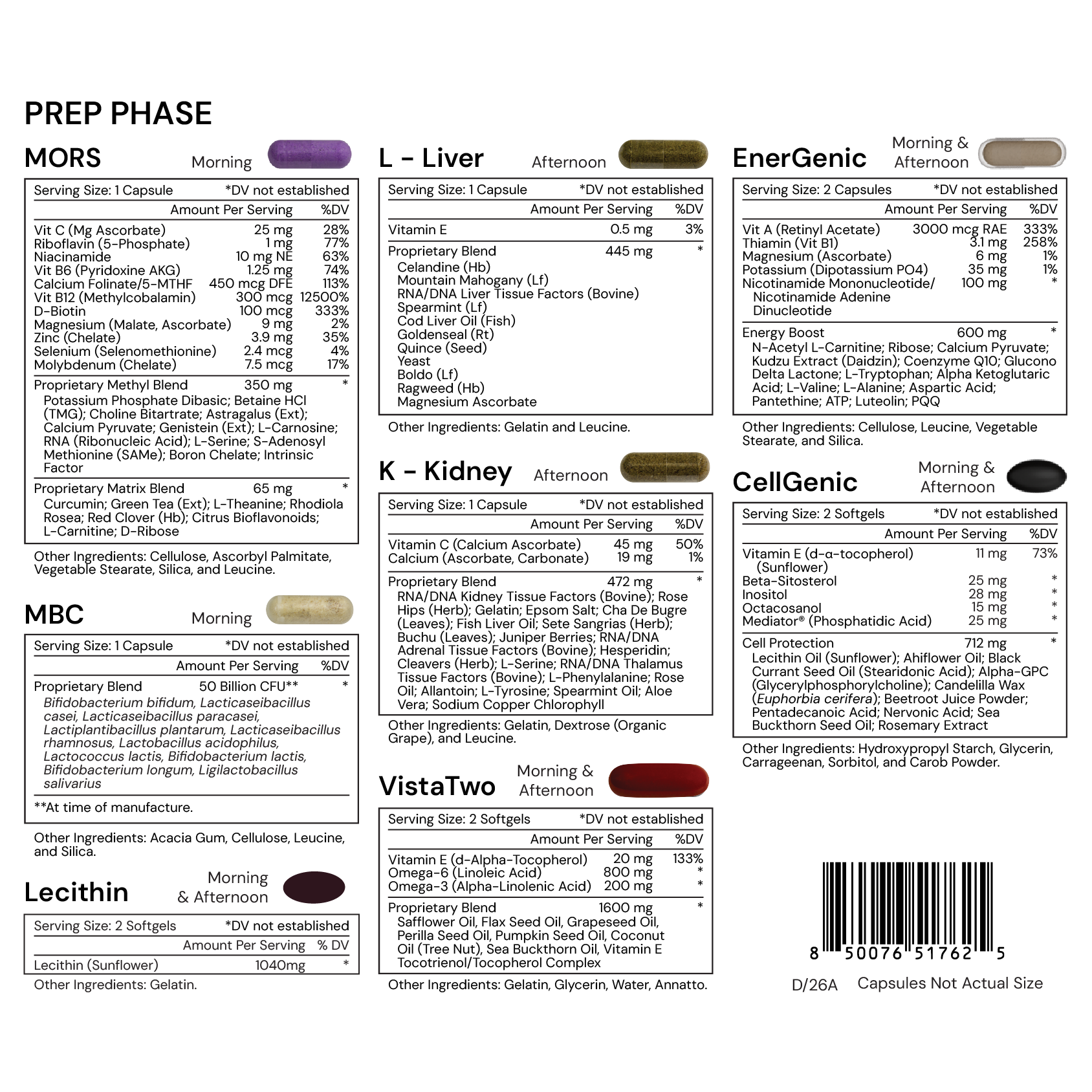 PREP PHASE by Systemic Formulas — Supplement Facts