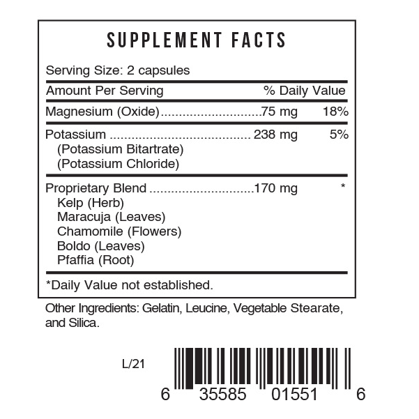 PTM Potassium Stabilizer Supplement Facts