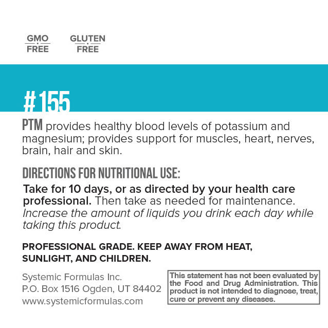 PTM Potassium Stabilizer label information