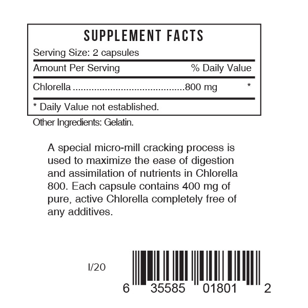 REL Super Chlorella Supplement Facts