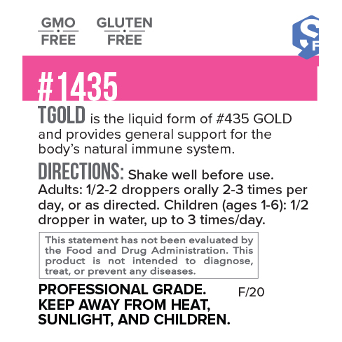TGOLD Immune Plus Tincture label information