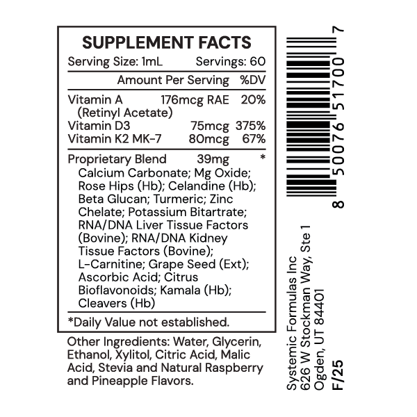 VITD3 LQ Supplement Facts