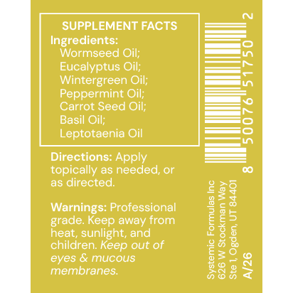 WO China Healing Oil Supplement Facts