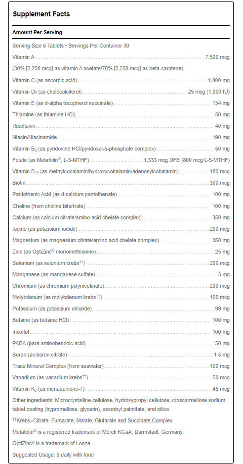 Ultra Preventive III (Tablets) by Douglas Labs Ingredients