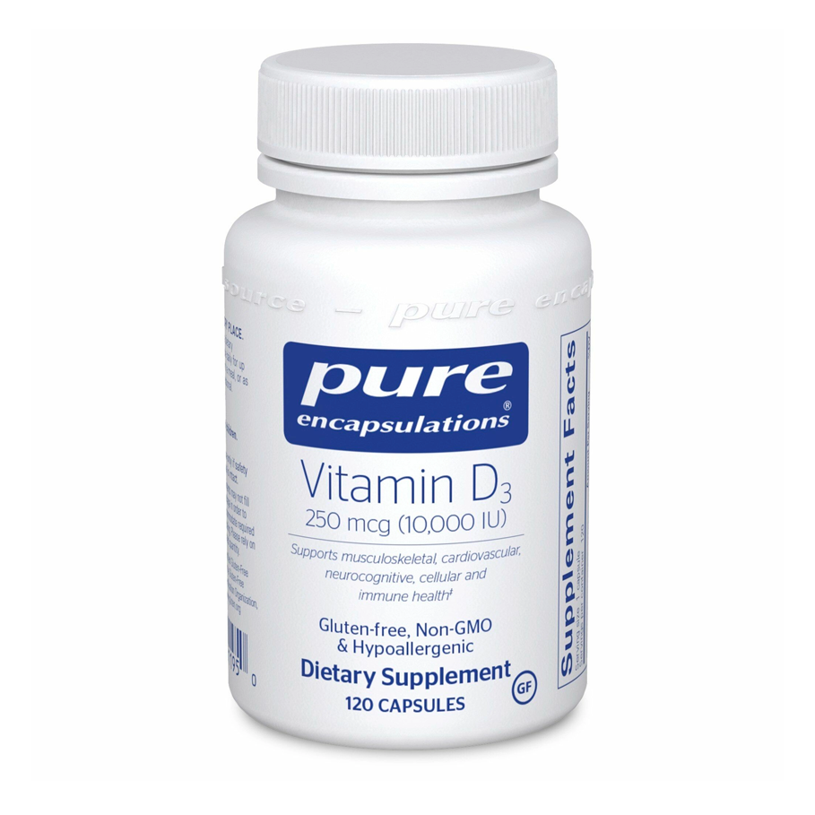 Vitamin D3 250mcg (10,000 iu) by Pure Encapsulations (120 Capsules)